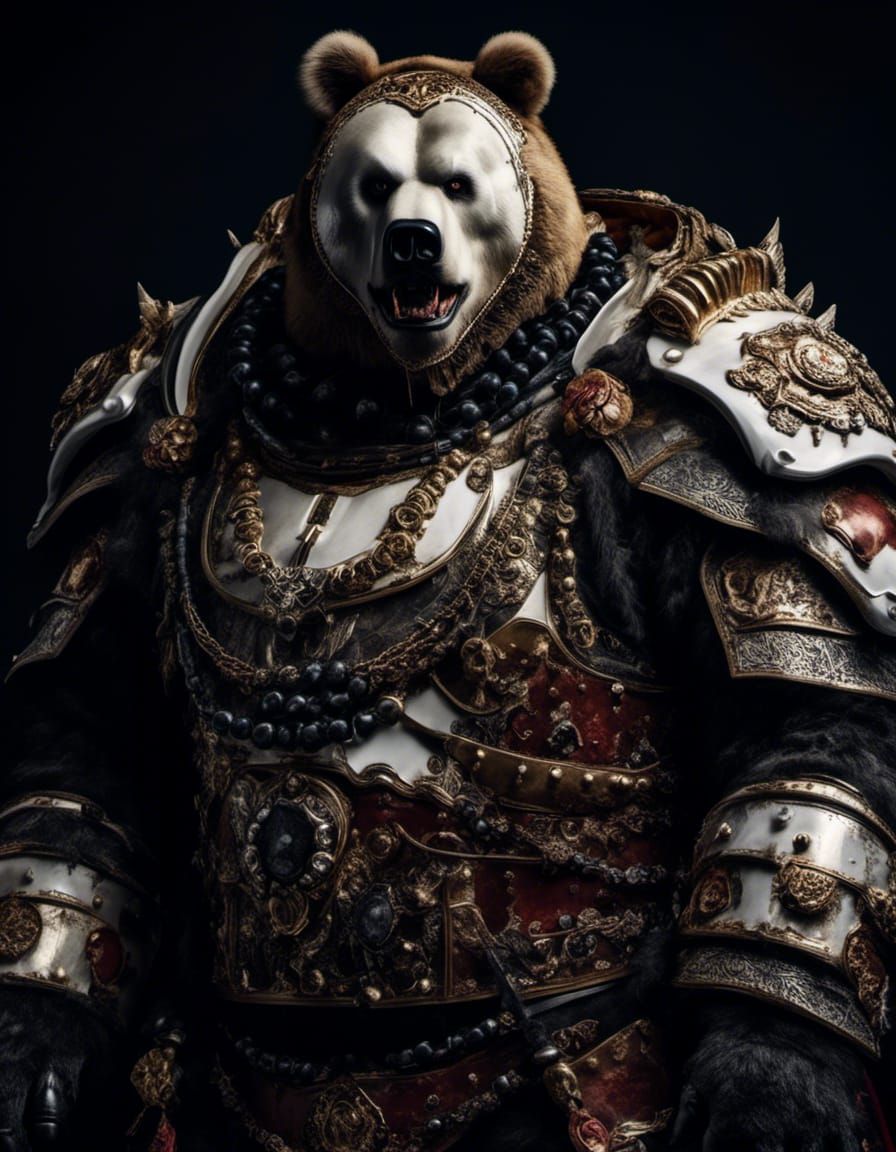 Creepy Zombie Bear Robot Portrait in Macabre Style