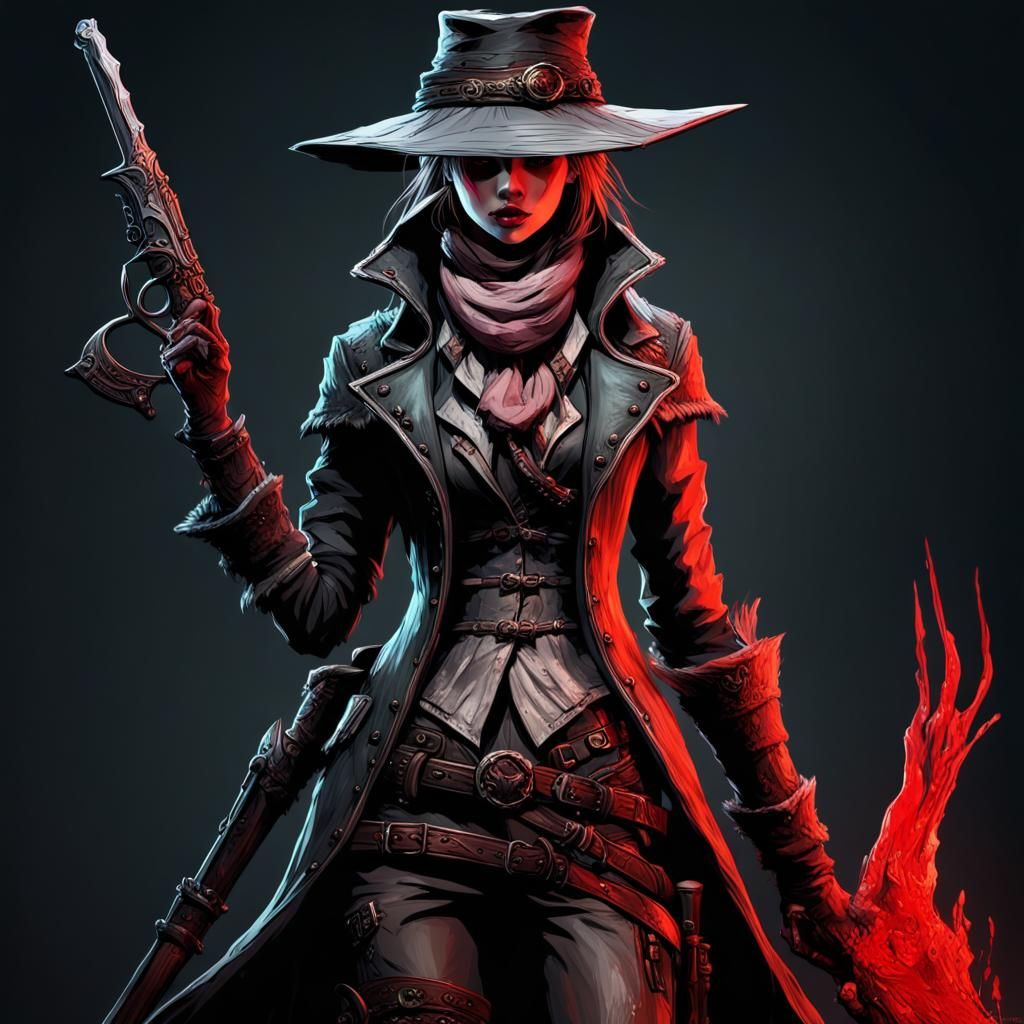 Bloodborne Lady Hunter in Acrylic Style