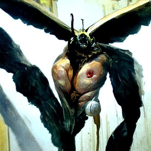 Menacing Mothman in Oil Painting Style