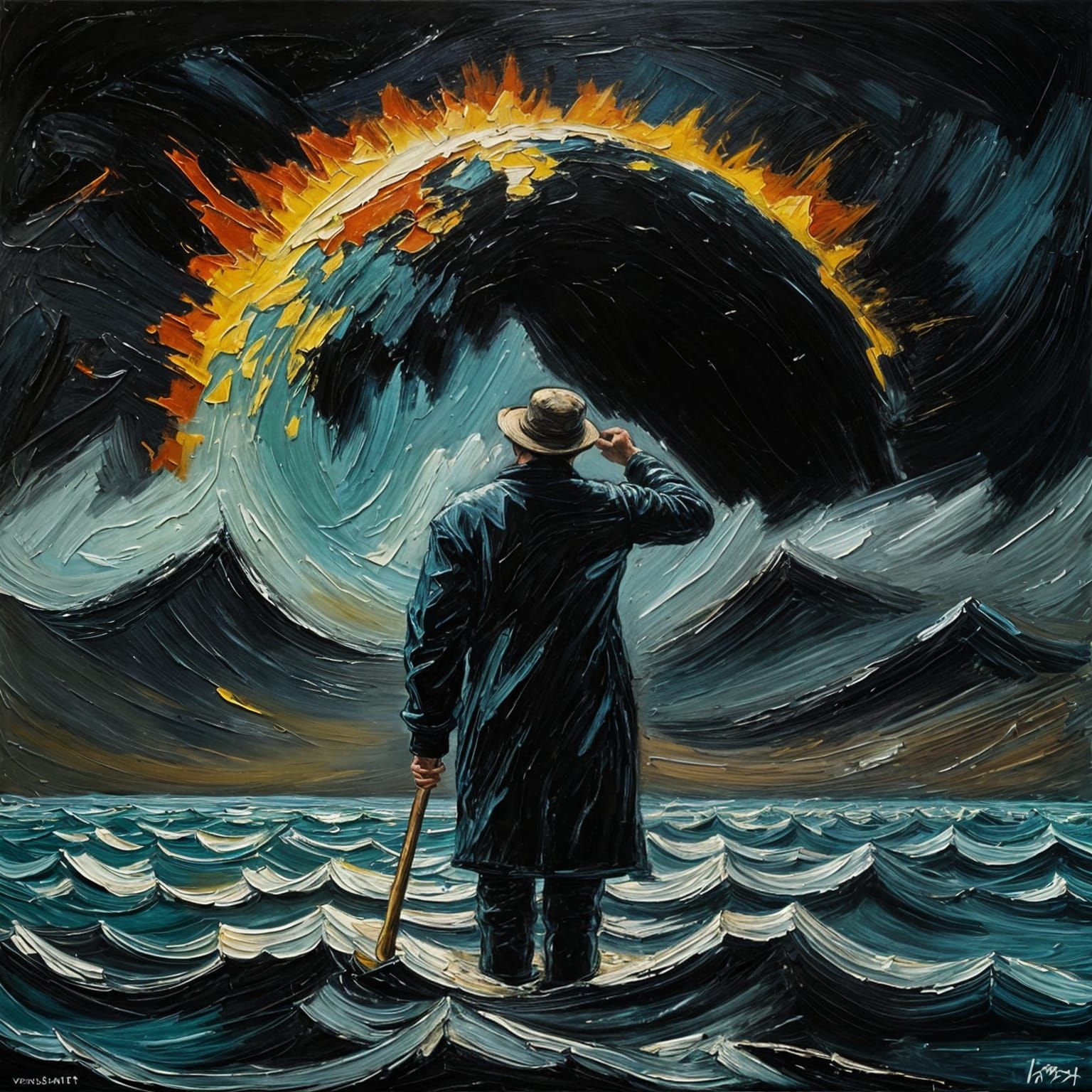 Apocalyptic Impasto Painting with Expressive Brushwork