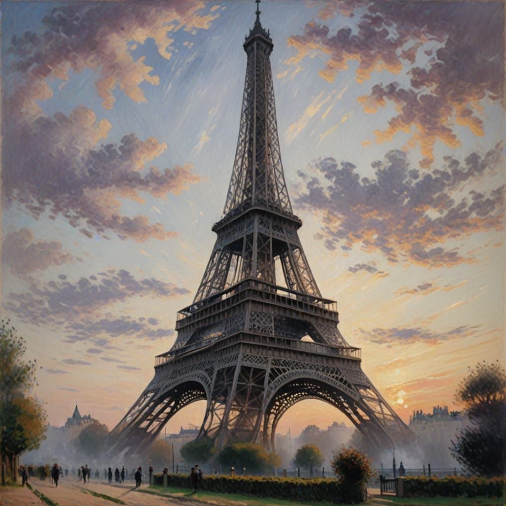Eiffel Tower in Soft Focus Impressionist Masterpiece