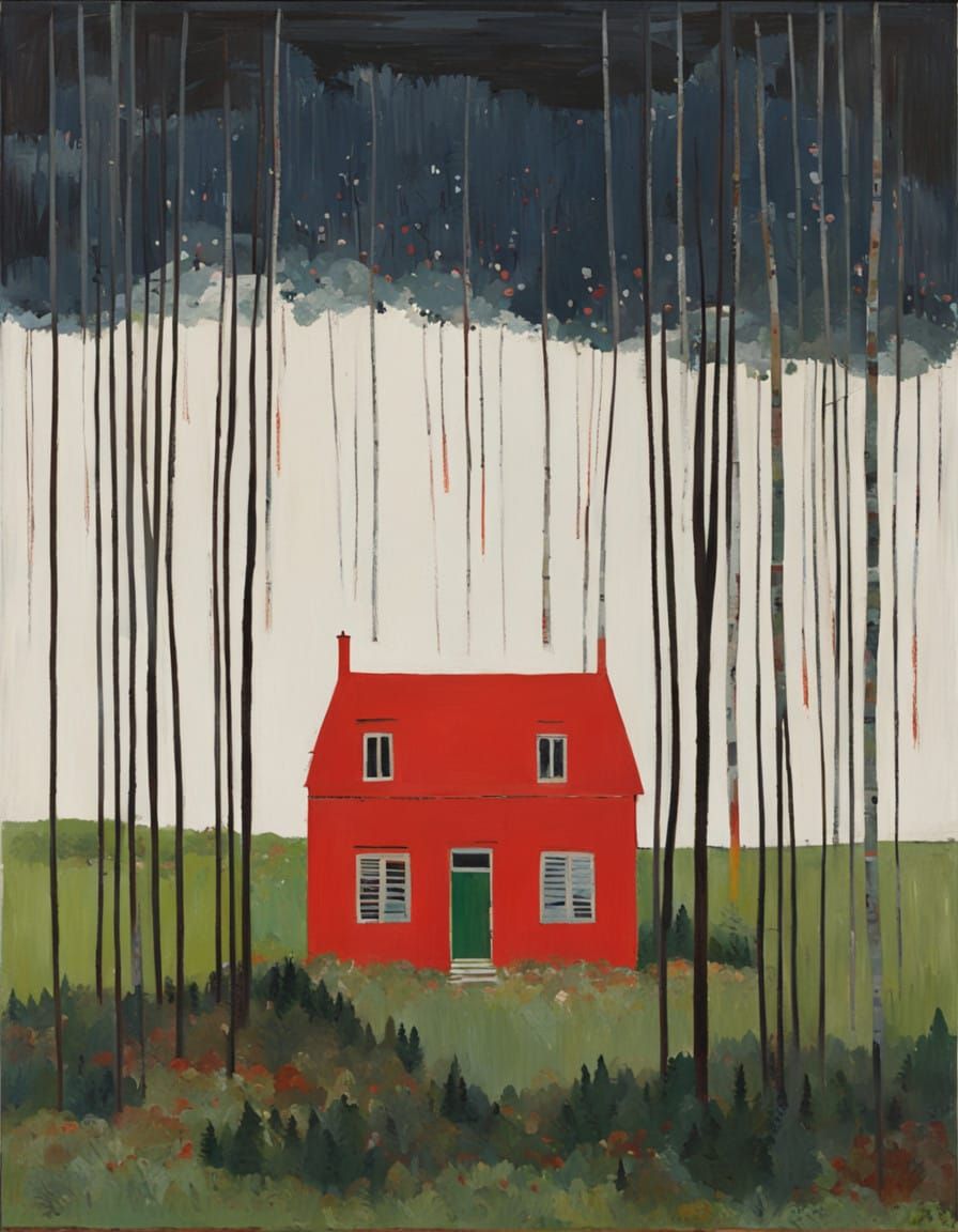 Nestled Forest House in a Framed Landscape