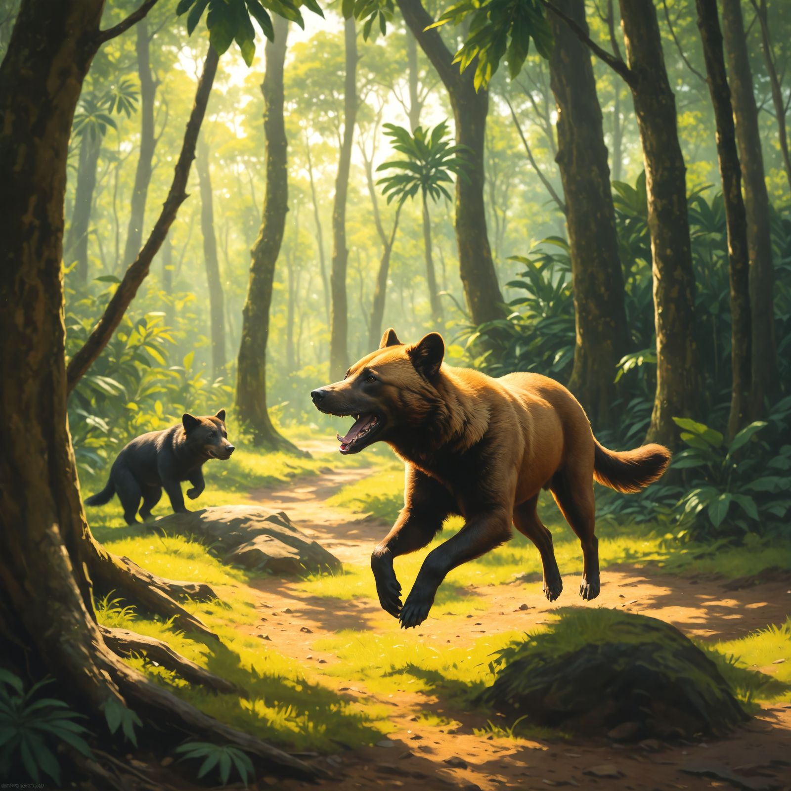 Bush dog, short and stout wild dog that looks like a bear, p...