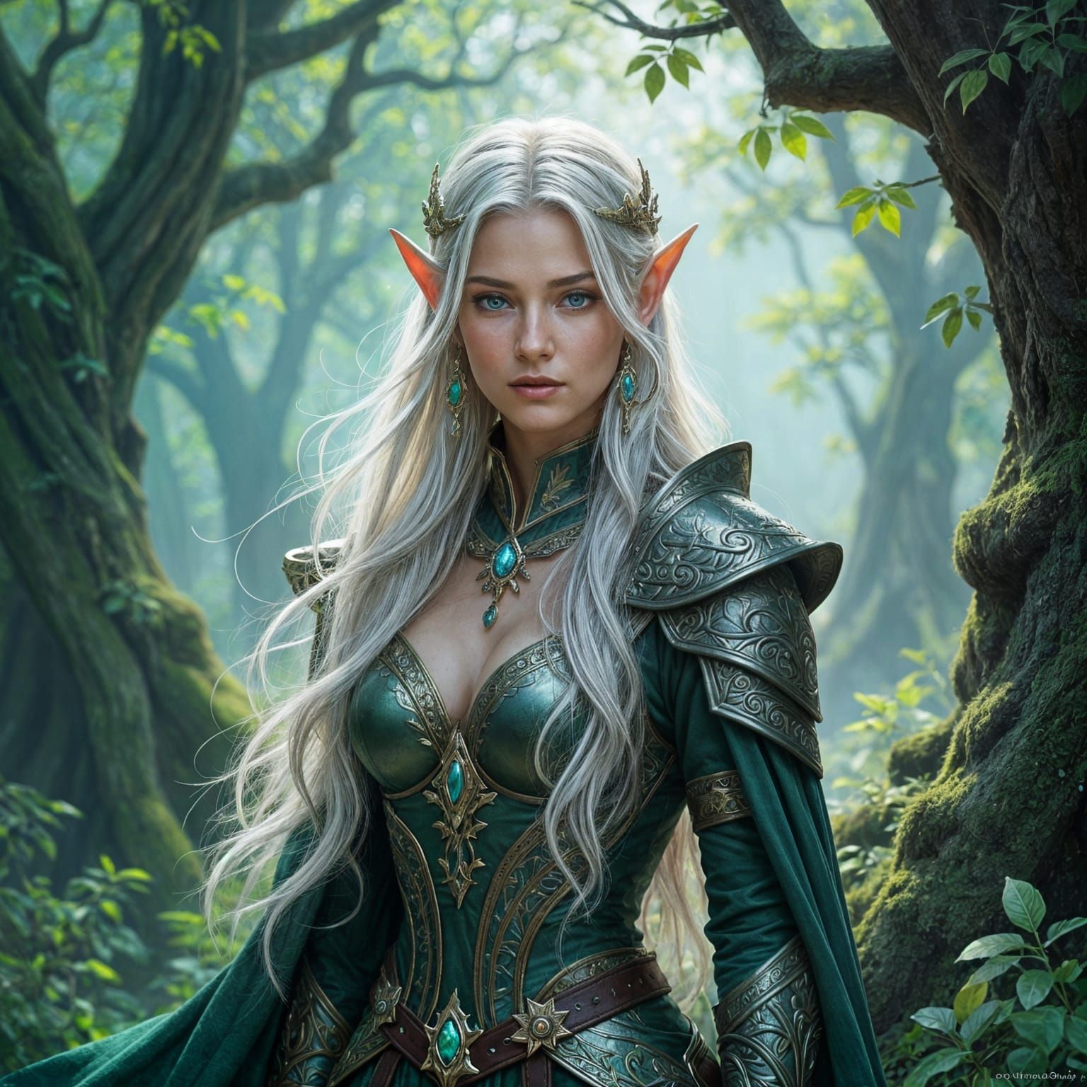 Elf Queen in Mystical Forest: Fantasy Concept Art