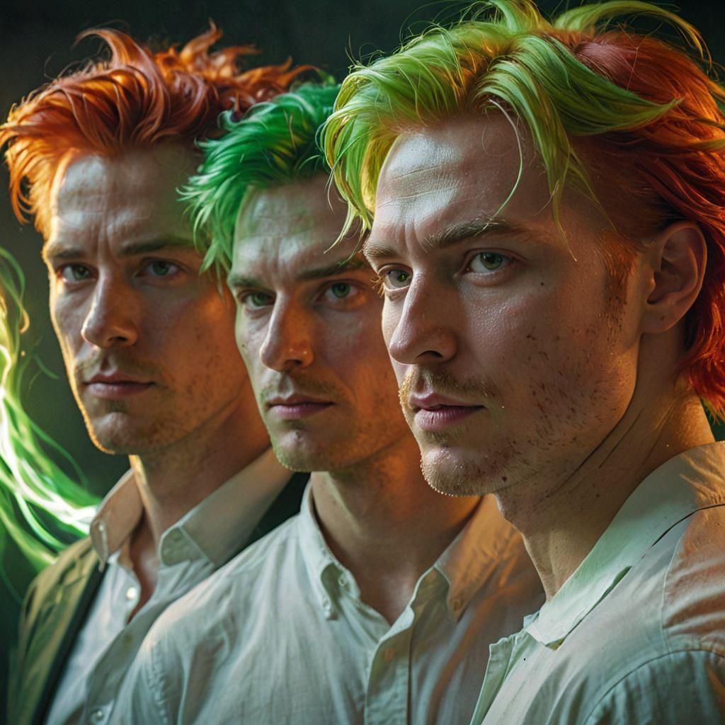 Intense Portrait with Fiery Hair in Film Noir Style