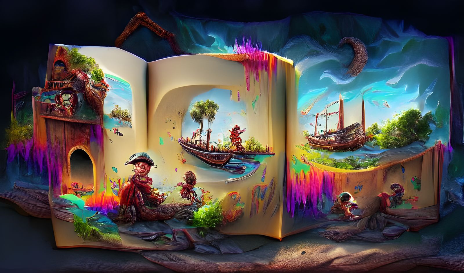 Treasure Island Storybook Illustration in 8k Resolution