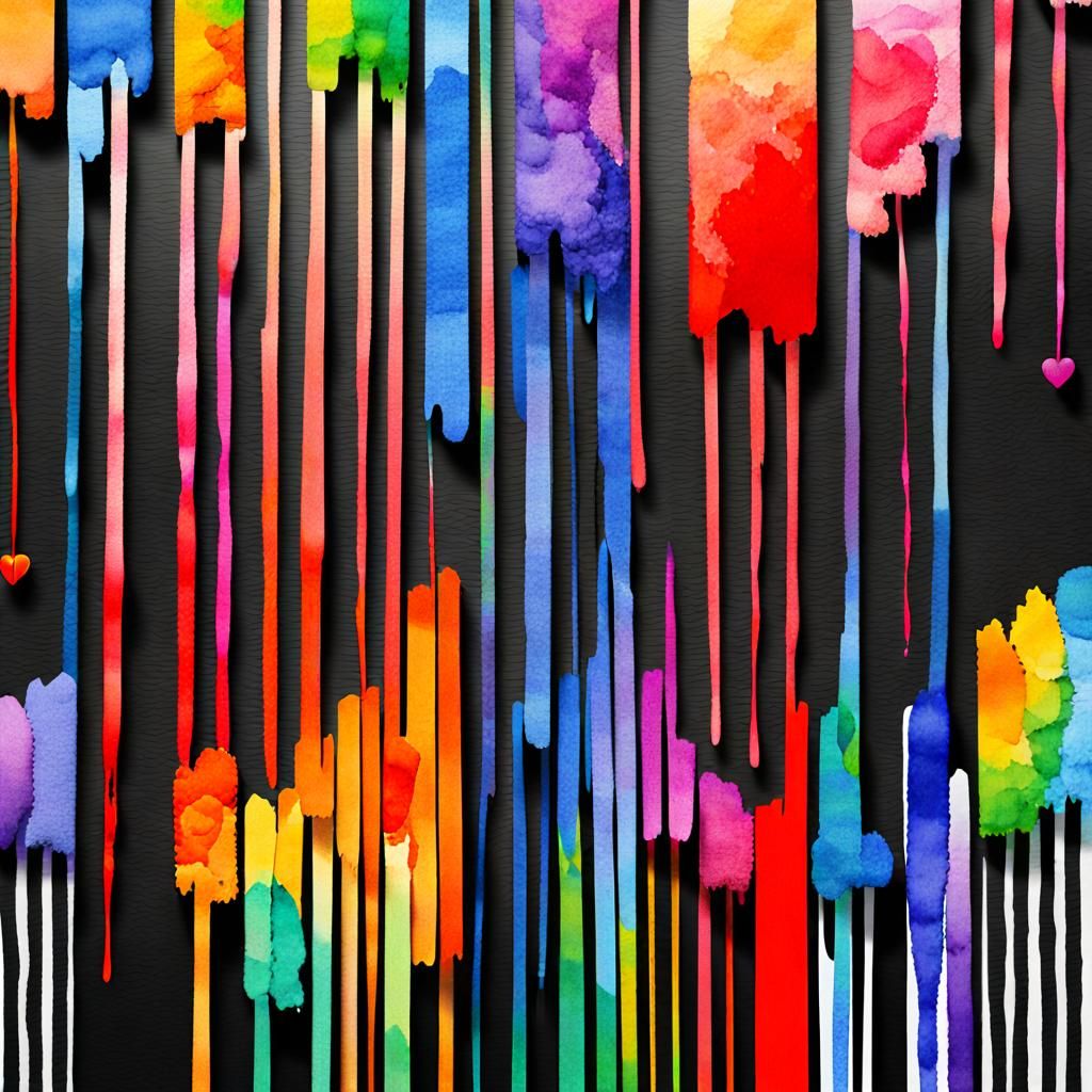 Vibrant Watercolor Graphic of Affection and Attraction