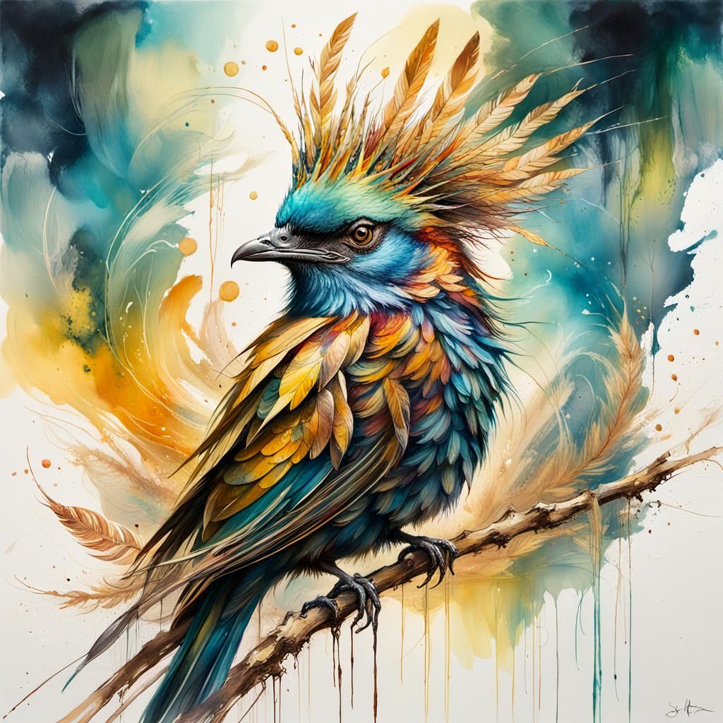 Majestic Bird Portrait in Impressionist Style