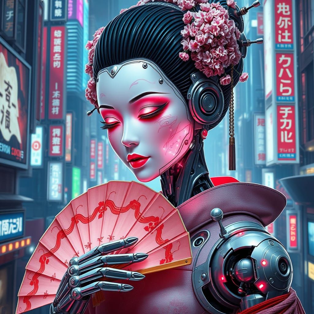 Cyber Geisha in Futuristic Tokyo