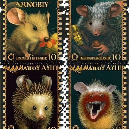 Stamps of a Vampire, Mouse, and Hedgehog
