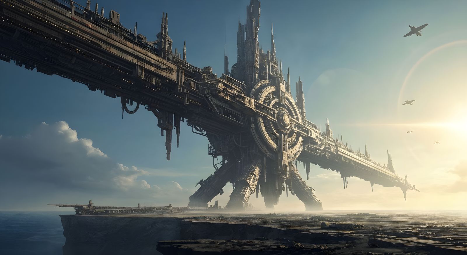 Colossal Machine on Horizon, Epic Digital Matte Painting