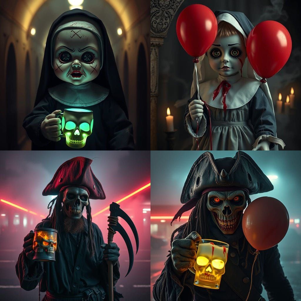 Ultra-Realistic Halloween Portrait with Dark, Comedic Mood