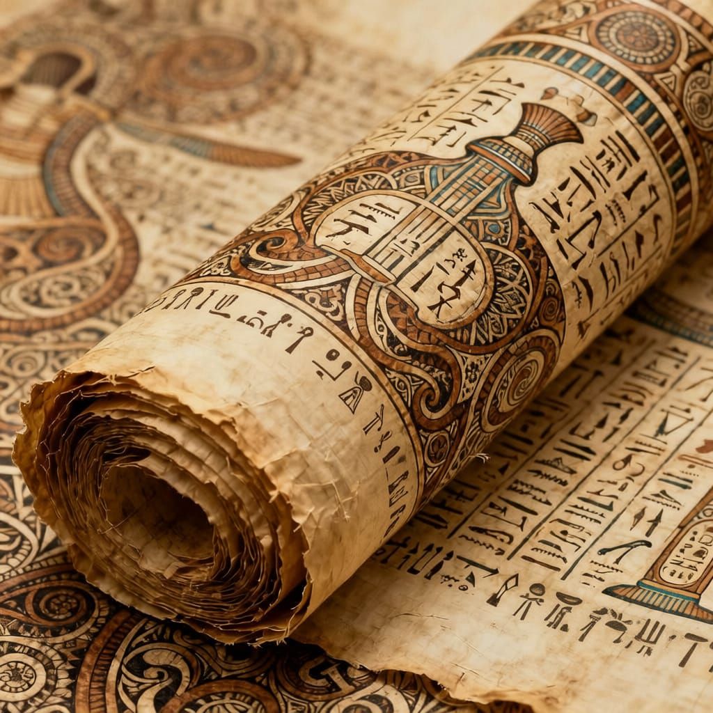 Intricate Papyrus Art with Horror Vacui Style
