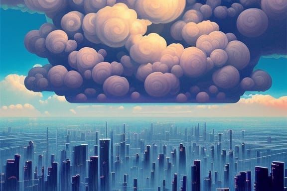 Dramatic Cloudscape Over Metropolis: Splash Art