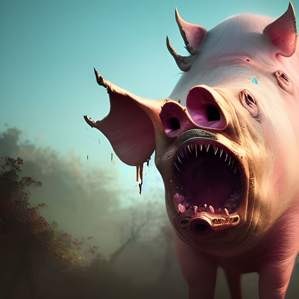 Terrifying Pig-Faced Woman in Hyperdetailed Fantasy Art