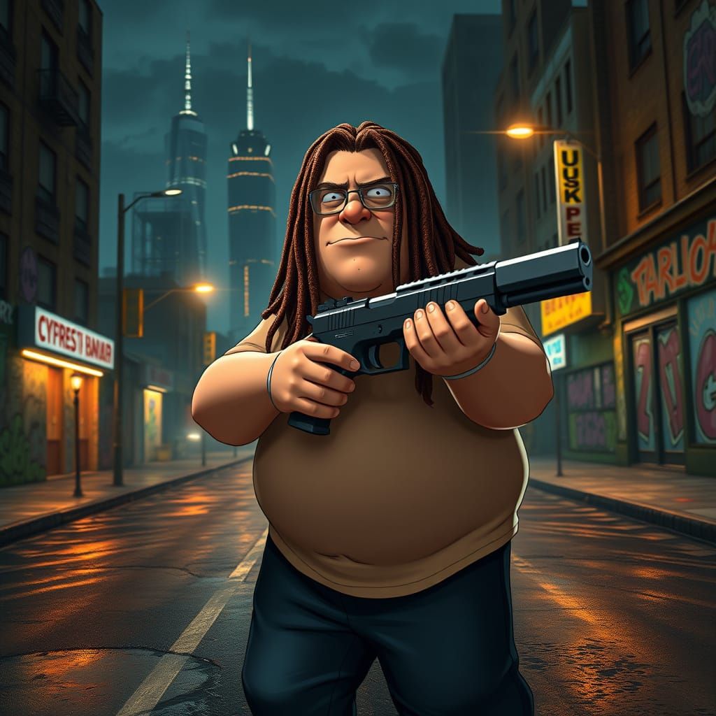 Gritty Urban Warrior in Futuristic Landscape