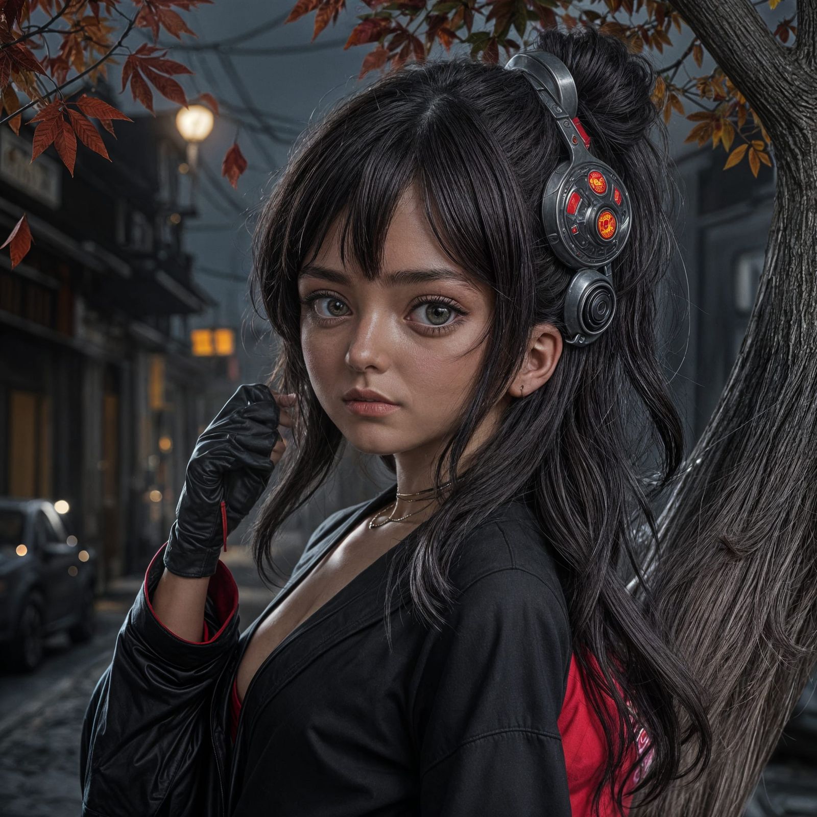 Ganster Girl in Neo-Noir Cityscape