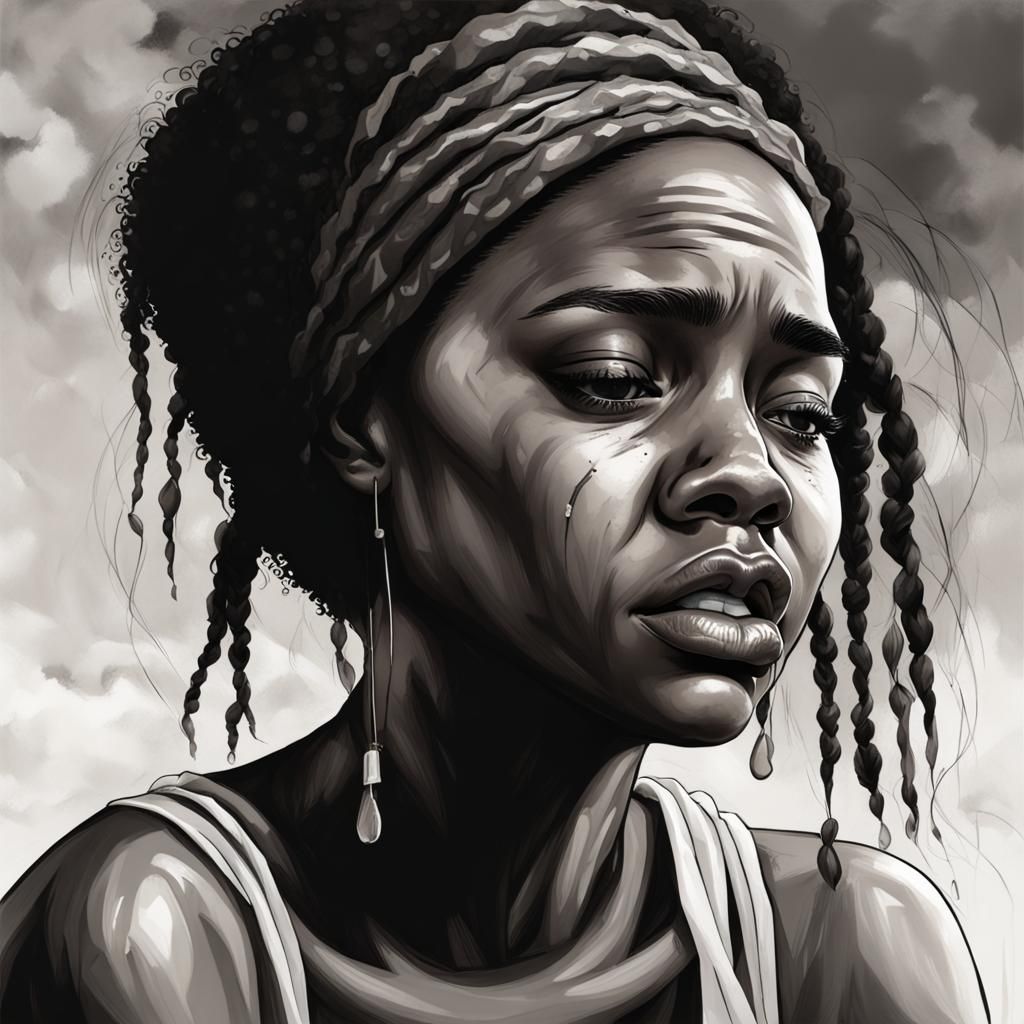 Young Woman Crying: A Realistic and Emotional Portrait