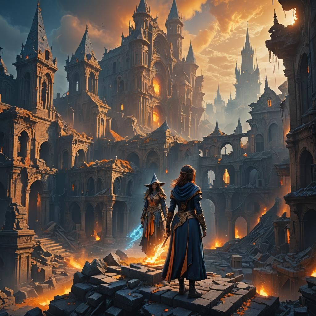 Mystical Sorceress in Ancient Ruins: Fantasy Concept Art