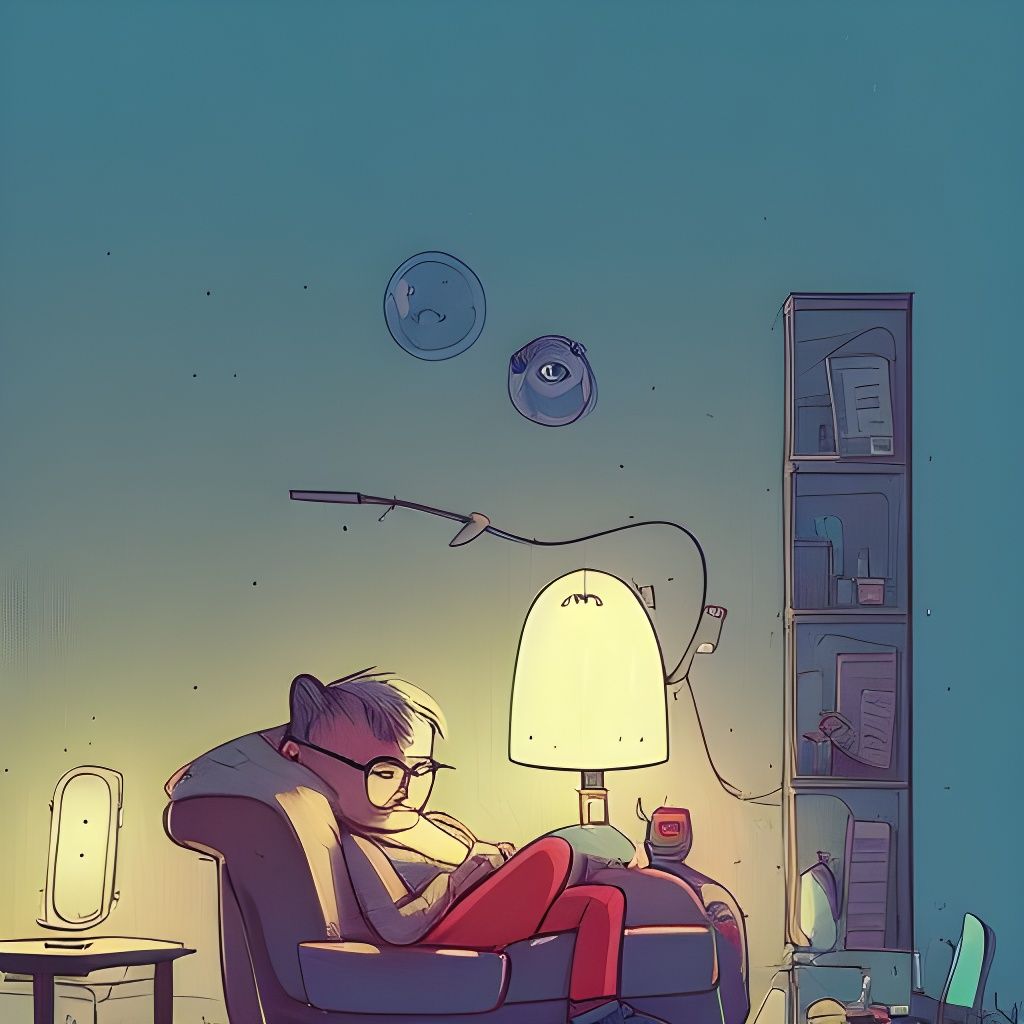 Cozy Night In, Cel-Shaded Digital Art