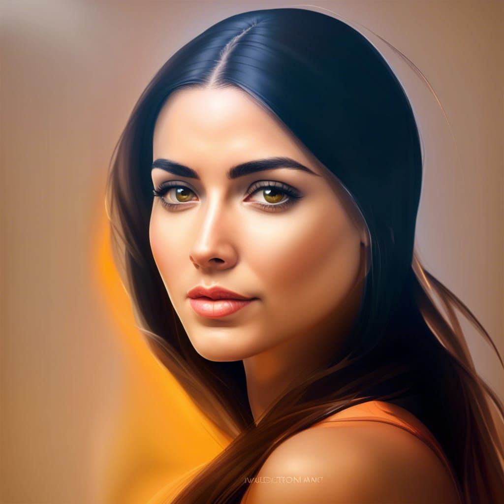 Beautiful Woman Portrait in Warm Colors, 8K