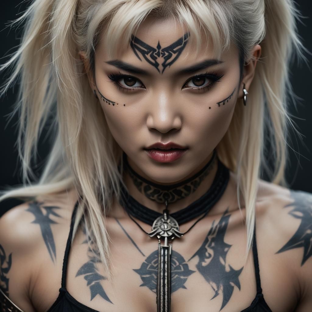 Chinese Vampire Warrior Portrait in Hyperrealism