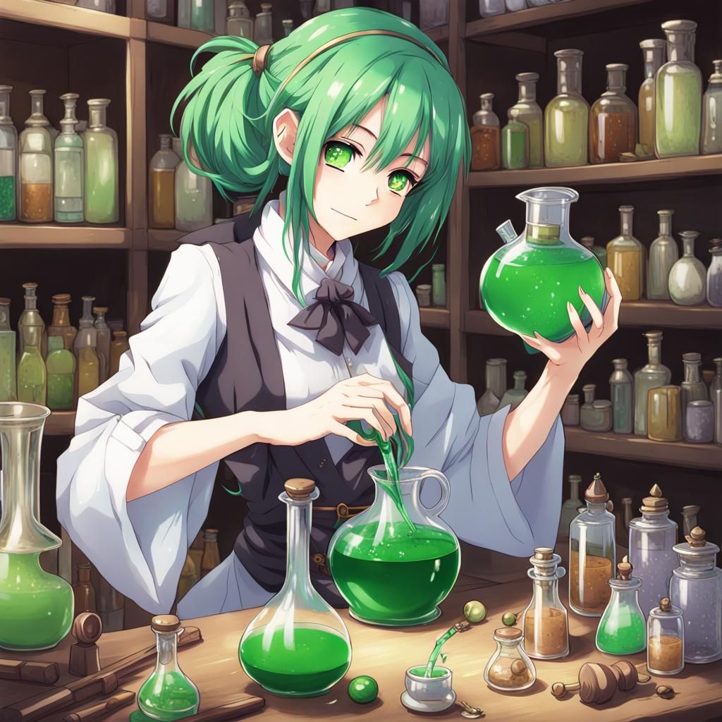 Anime Girl Alchemist Creating Potions