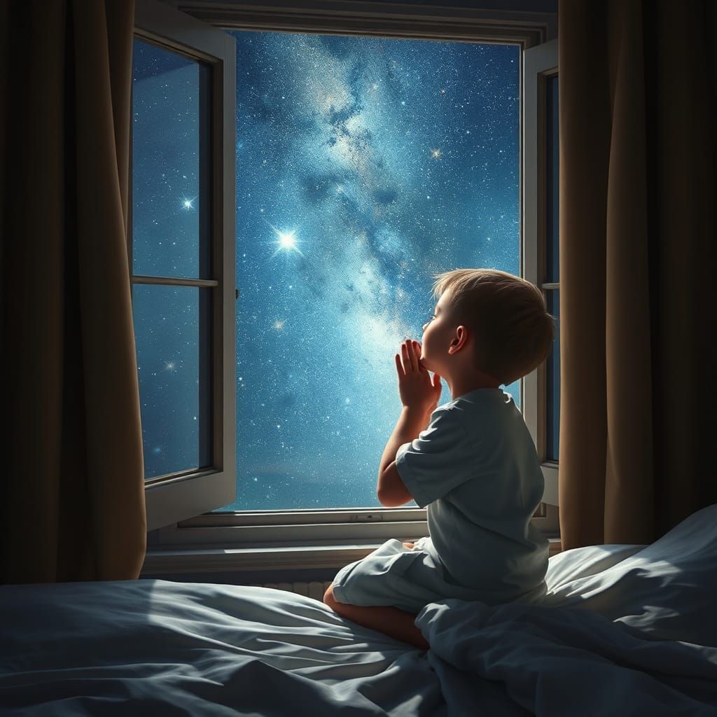 Boy Reaching for Stars: Artgerm and Rutkowski Style