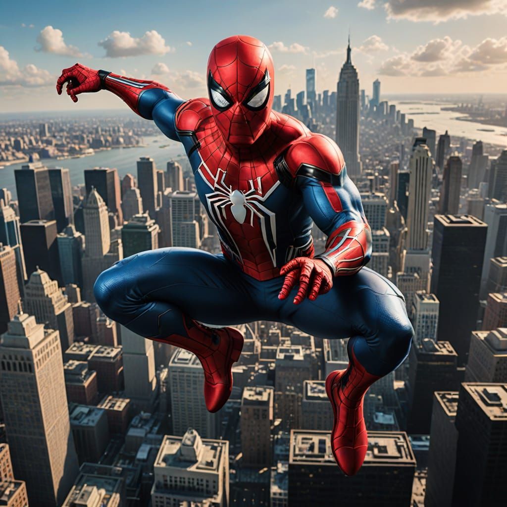 Agile Superhero in Cityscape, Inspired by Marvel Comics