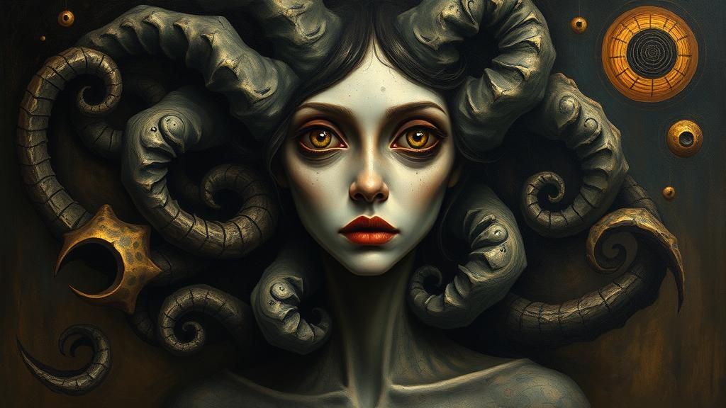 Eerie Woman with Prophetic Eyes, Surrealist Art