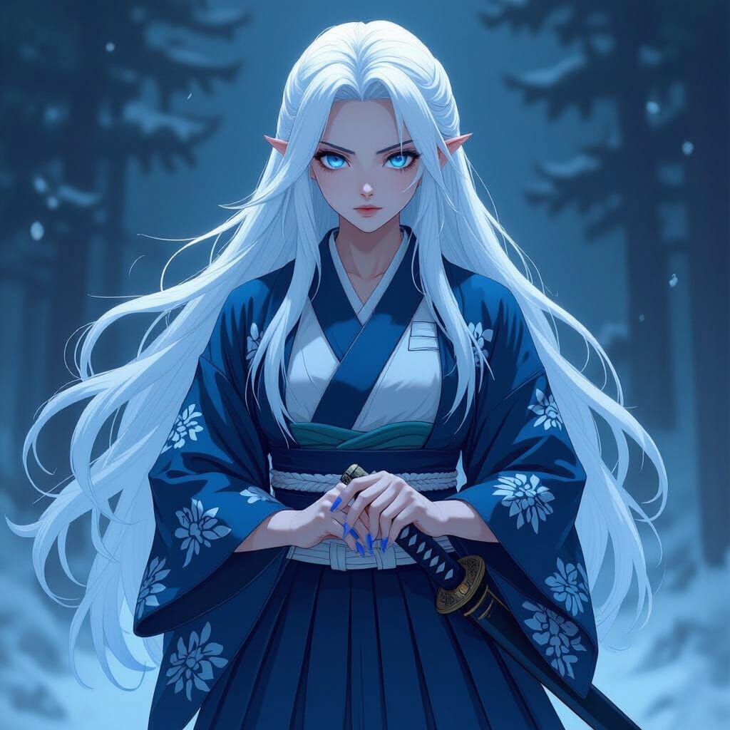 Demon Slayer Inspired Female Character with Blue Sword