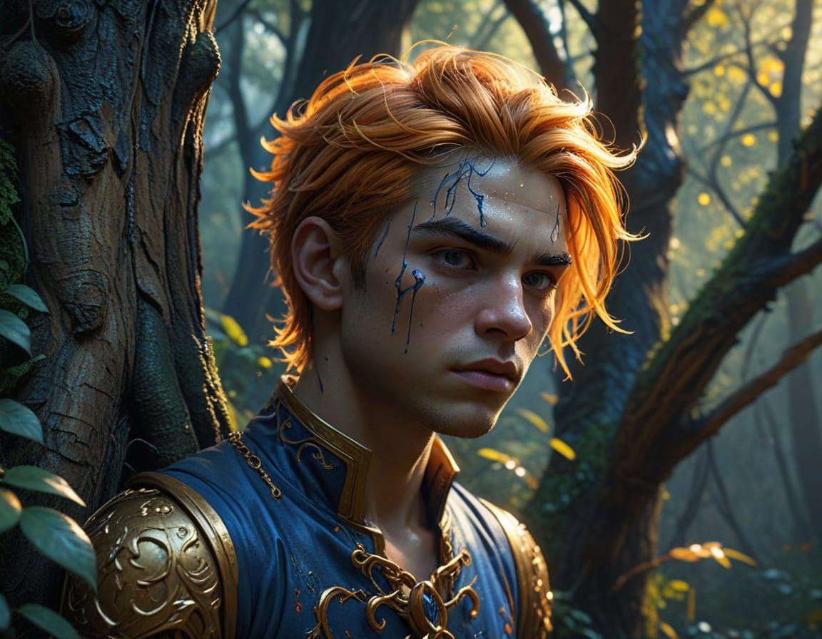 Youthful Prince Pleads for Mercy in a Haunting Forest Scene