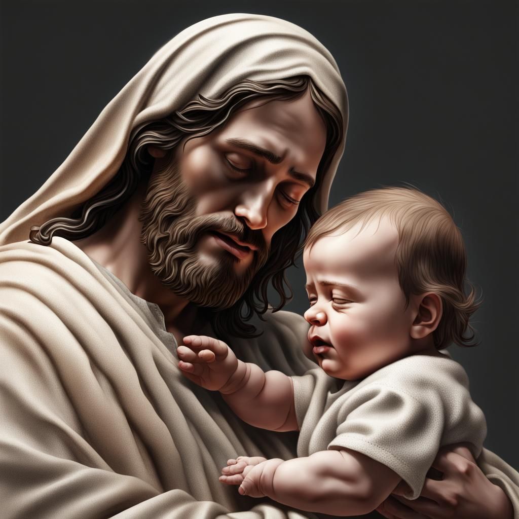 Jesus Christ Comforts a Crying Baby