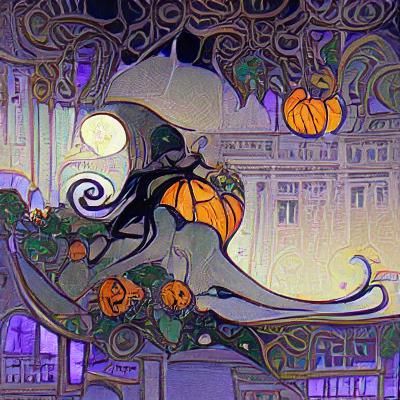 Art Nouveau Halloween Illustration