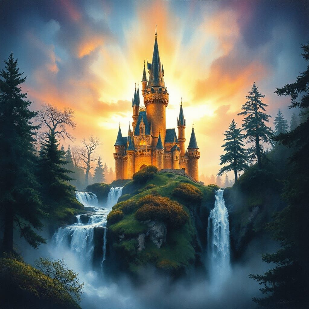 Enchanted Castle in Expressionist-Abstract Style