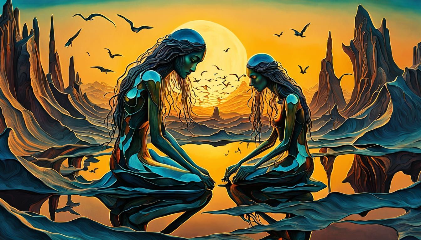 Surreal Bio Art Sculpture with Folkloric Creatures in Dreaml...