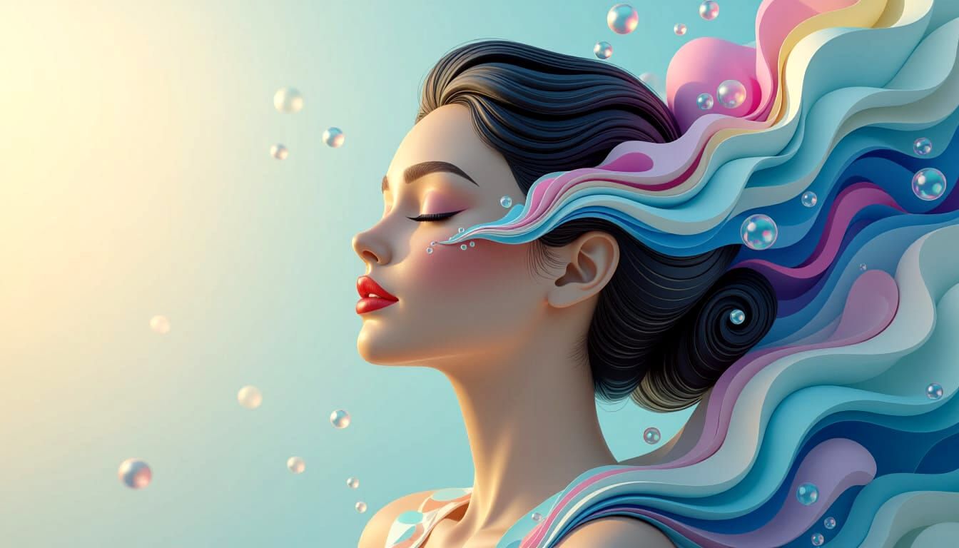 Abstract Mineral Woman Portrait in 3D