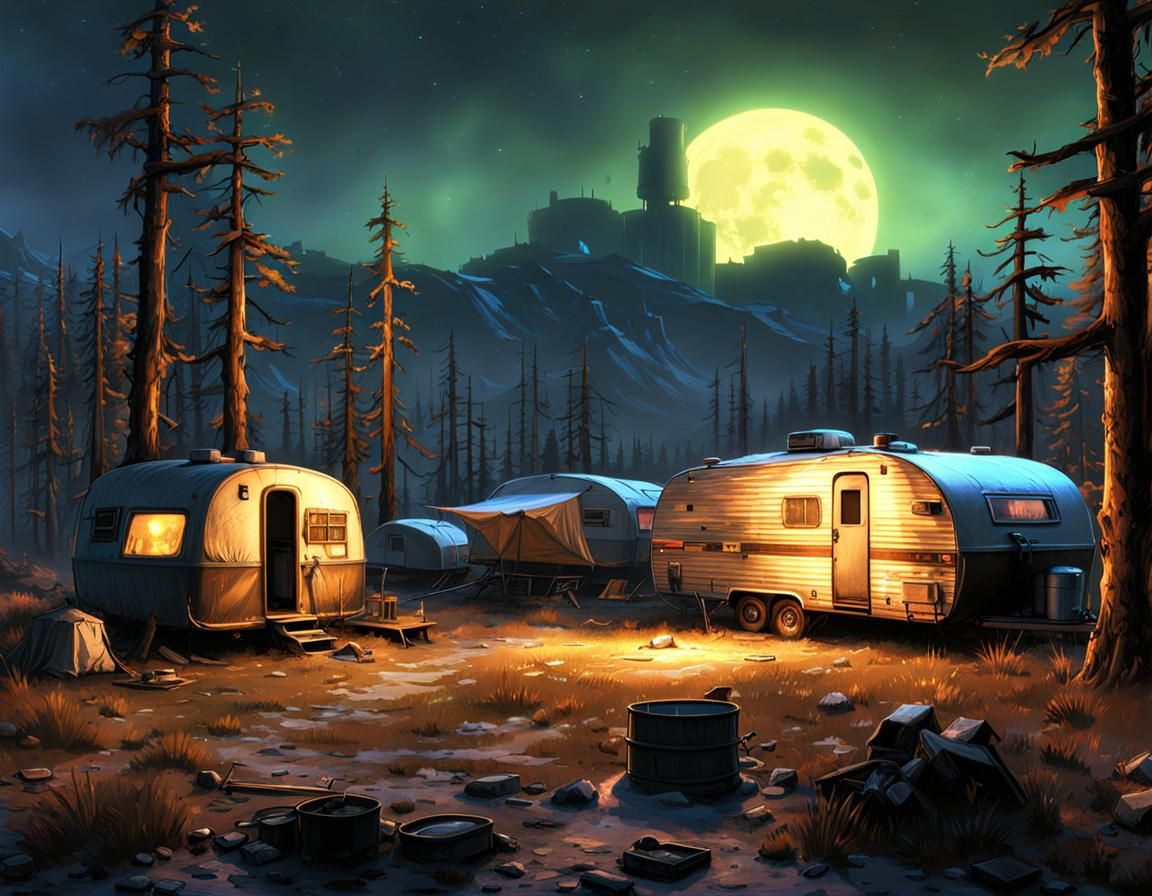 Fallout 3 Abandoned Campsite at Night