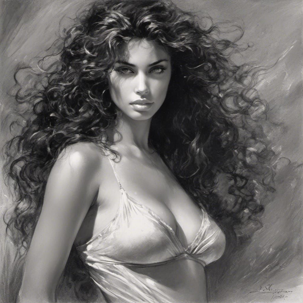 Beautiful Woman on Beach in Hyperrealistic Portrait