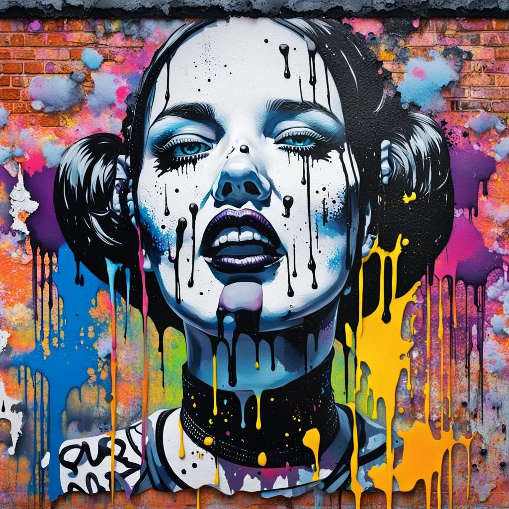 Wednesday Addams in Graffiti Street Art Style