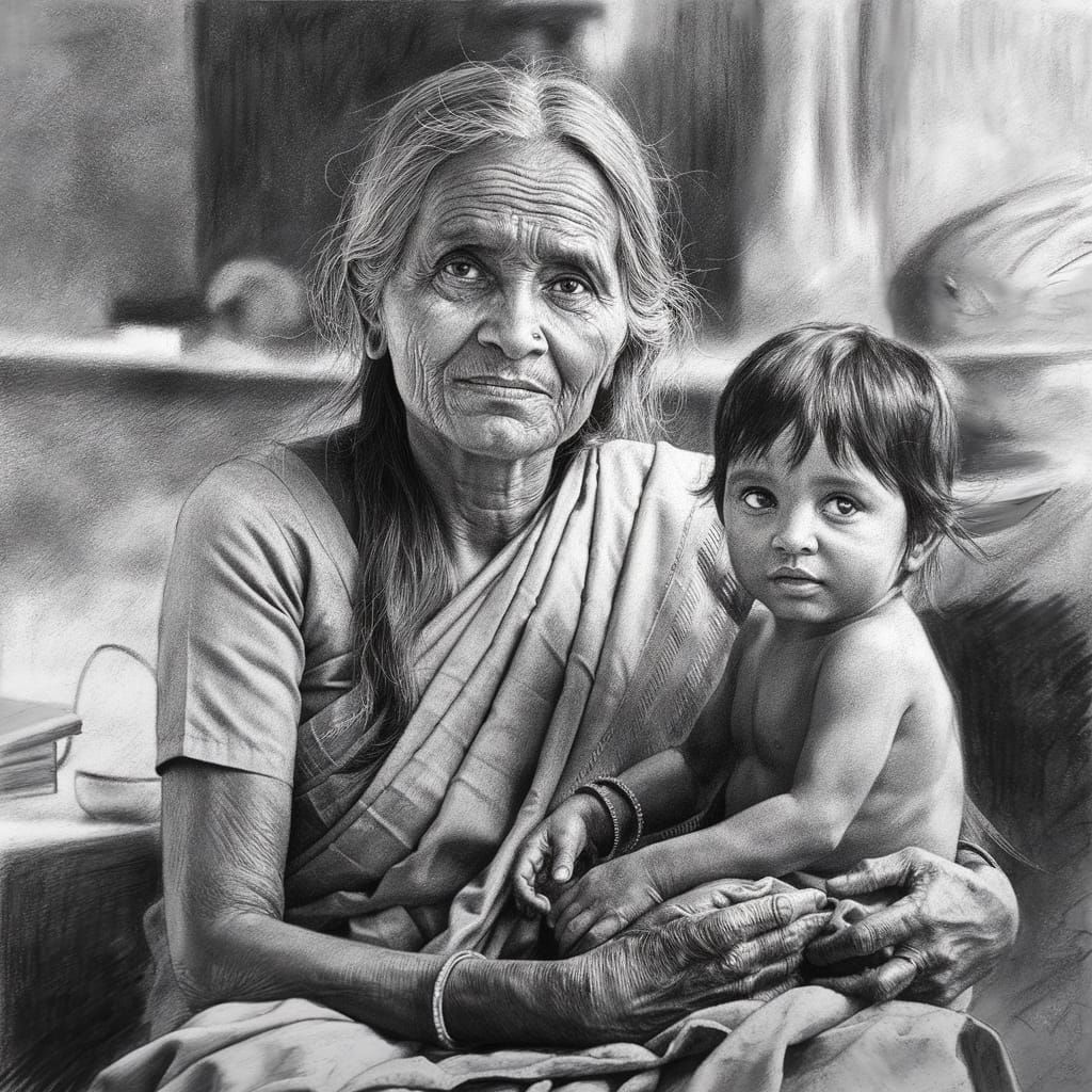 Indian woman with child