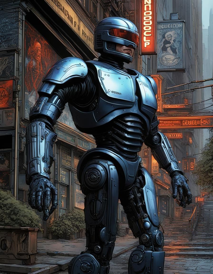 Robocop by Bernie Wrightson: Detailed Matte Painting