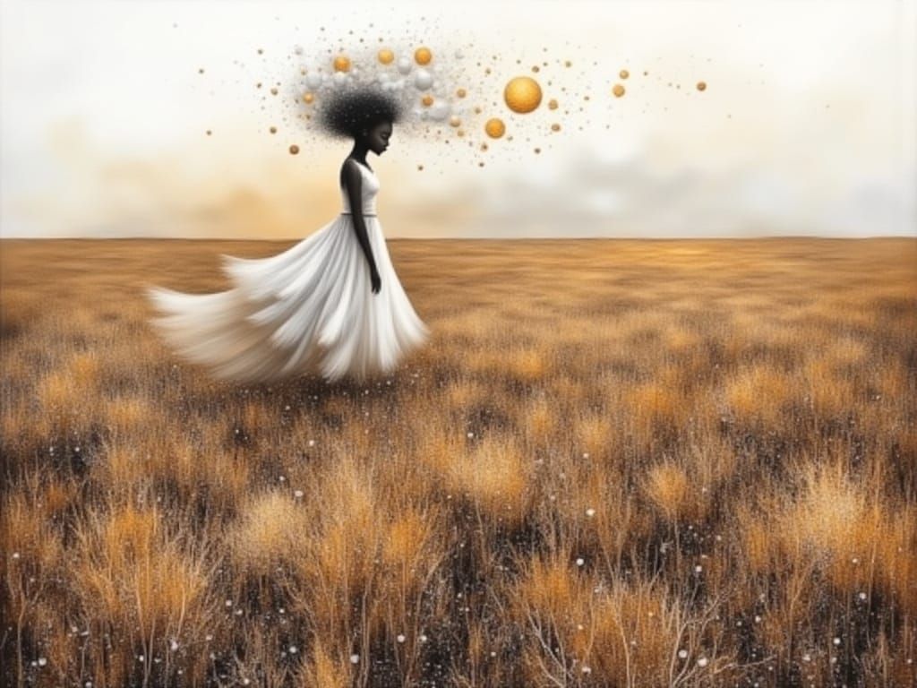 Dreamlike Portrait with Cosmic Cloud Hair