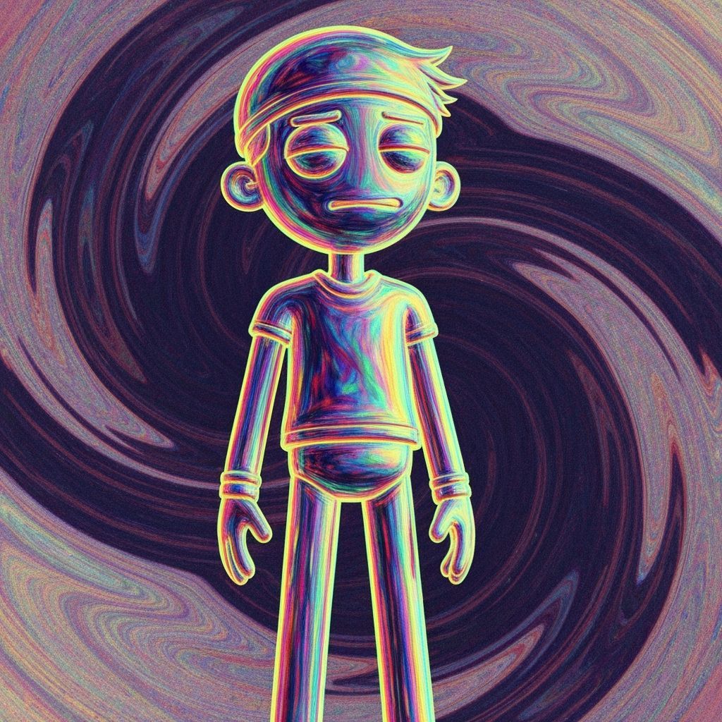 Iridescent Stick Figure Expressing Disinterest in Digital Ar...