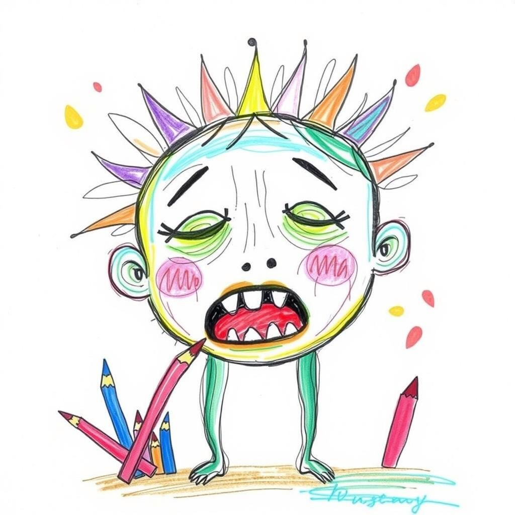 Childlike Depiction of Hunger in Vibrant Colors