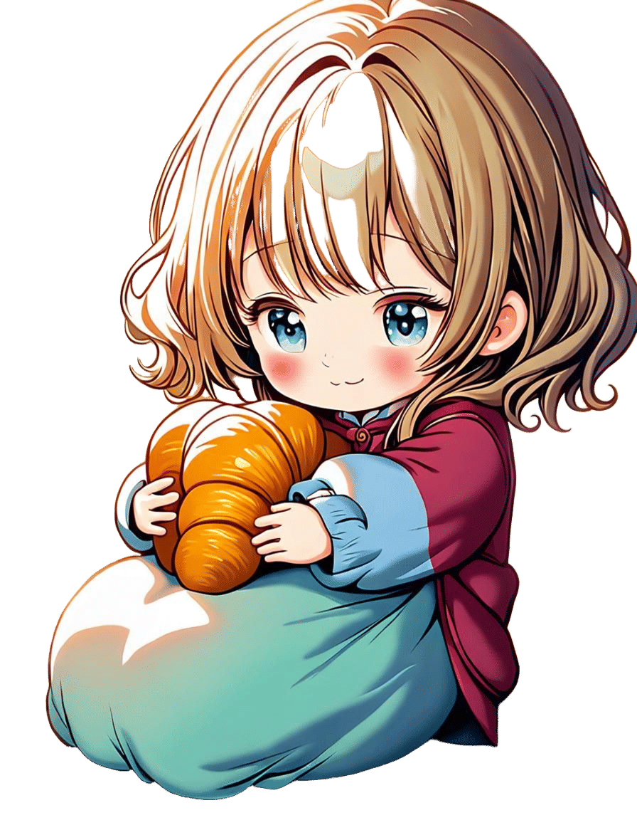 Cute Baby Croissant with a Sweet Face