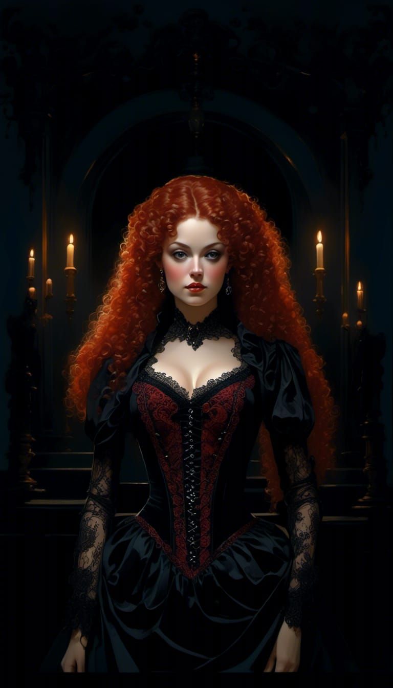 Rococo Portrait of Lady in Velvet and Lace