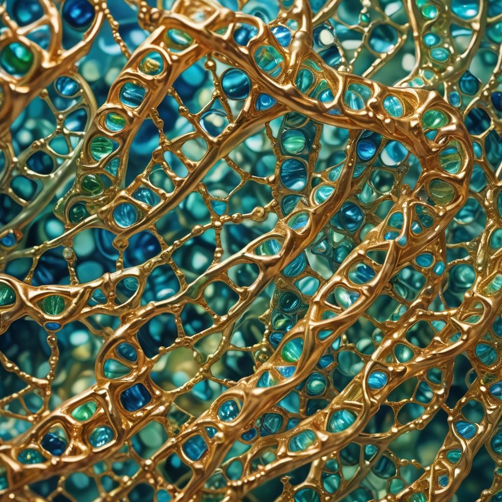 Infinite DNA Helix in Resin: Surreal Oil Painting