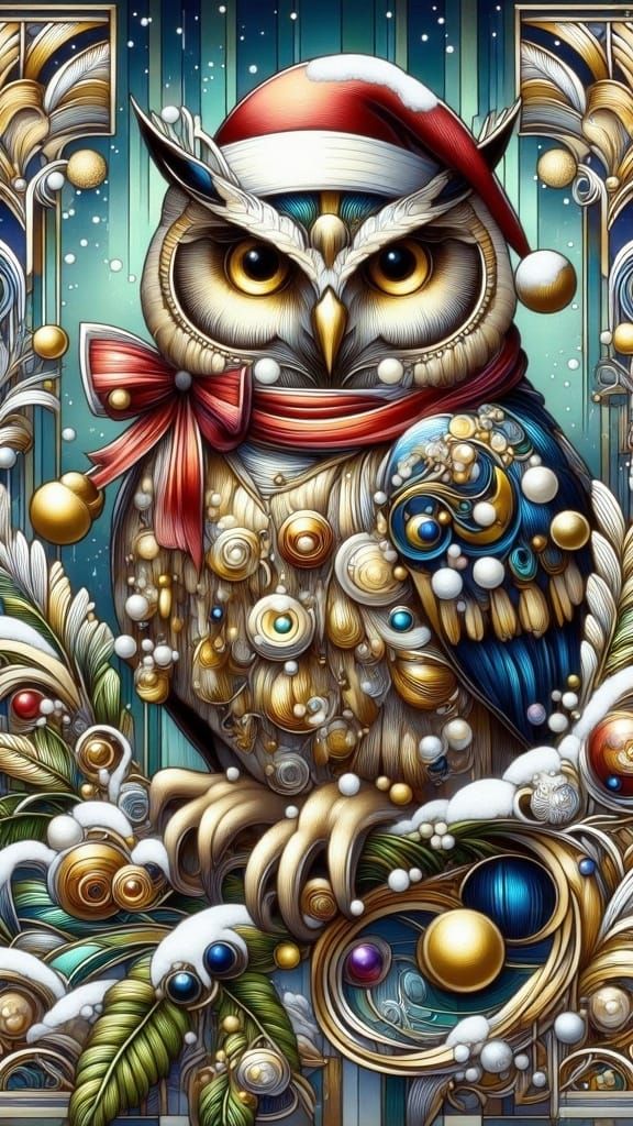 Santa Christmas owl 3