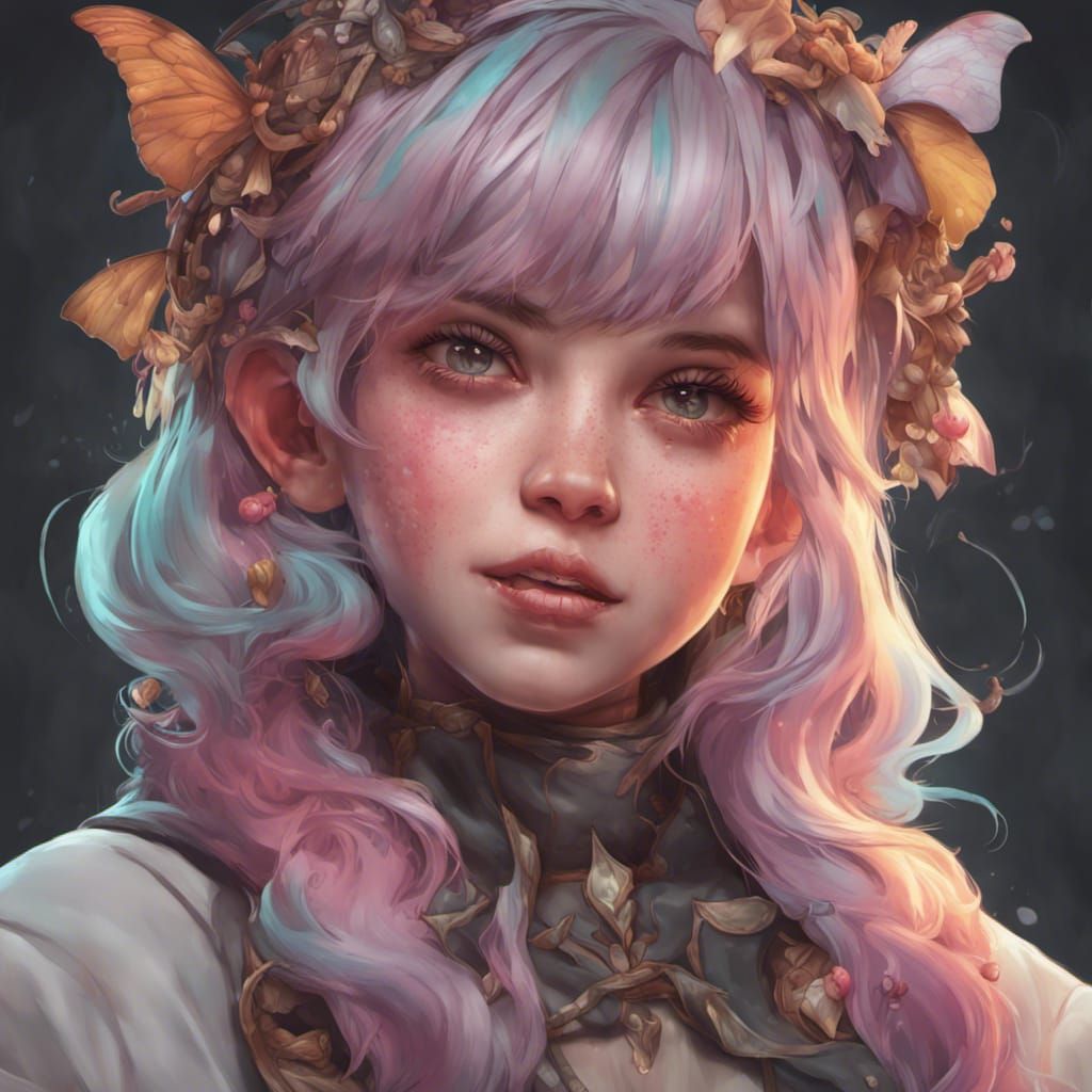 Kawaii Maggot Portrait: Artgerm, Rutkowski Style